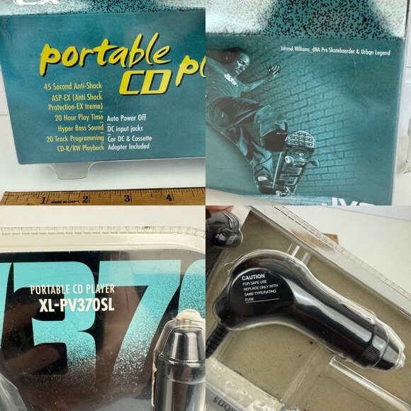 Vtg Sealed JVC Silver Portable CD Player XLPV370SL Car Adapt Jahmal Williams - Picture 10 of 15